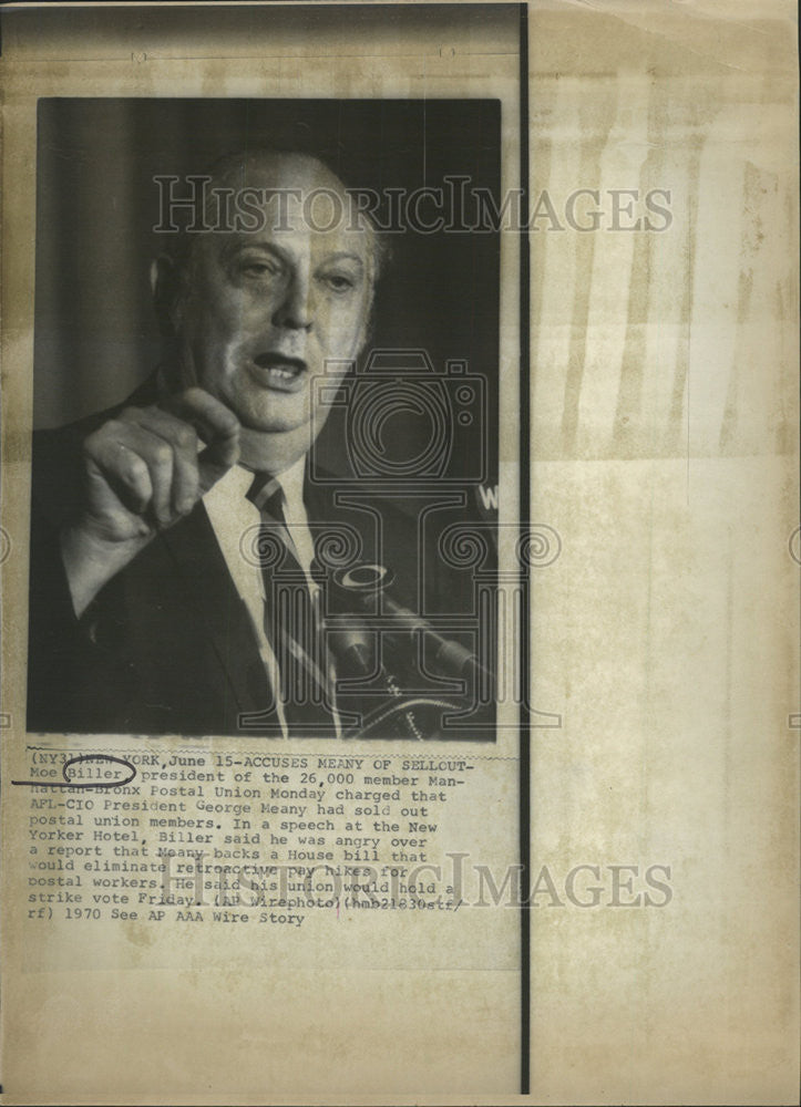 1970 Press Photo Manhattan Bronx Postal Union Monday Moe Biller president Hotel - Historic Images