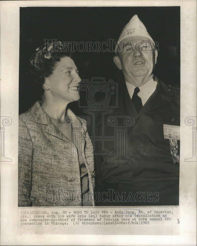 1965 Press Photo Andy Borg Superior Wisconsin Syla Commander Veteran Foreign War - Historic Images