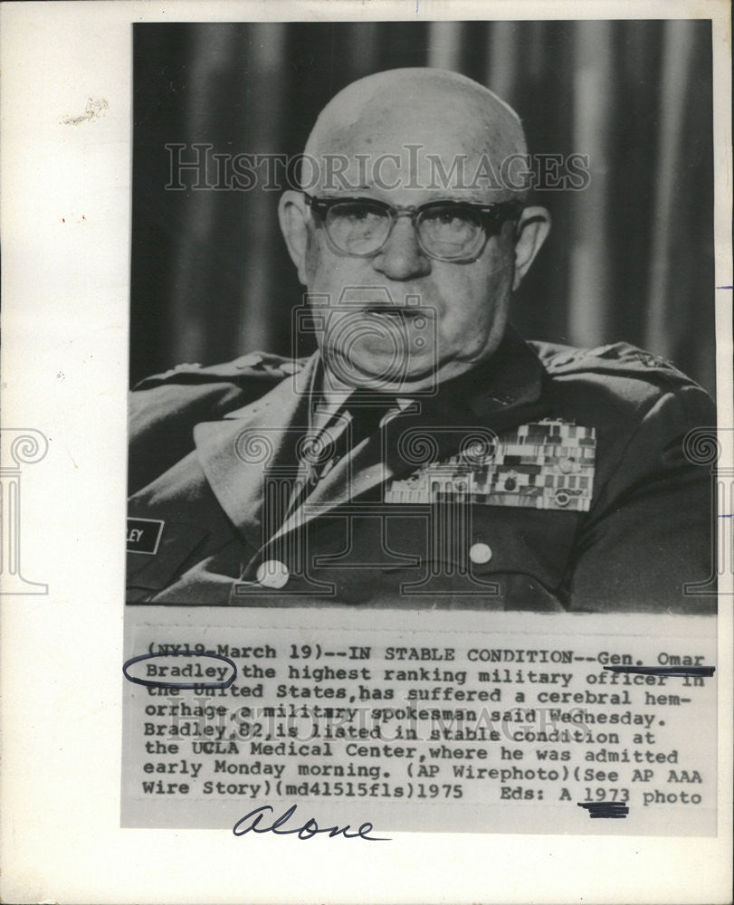 1973 Press Photo United States Army General Omar Bradley - Historic Images