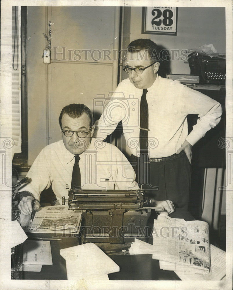 1956 Press Photo Ray Brennan Joe Fay market stories magazine - Historic Images