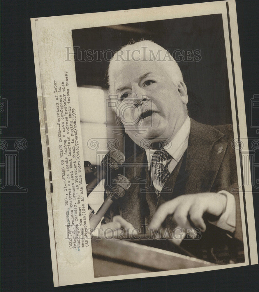 1973 Press Photo United States Secretary of Labor Peter J. Brennan - Historic Images