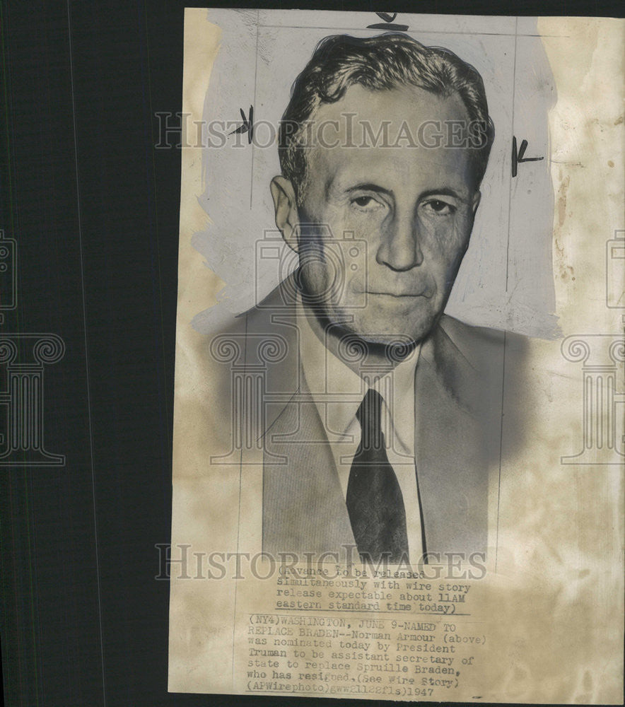 1947 Press Photo Norman Armour US Diplomat Assistant Secretary - Historic Images