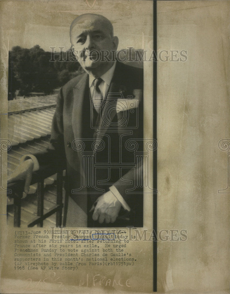 1968 Press Photo French Premier Georges Bidault - Historic Images