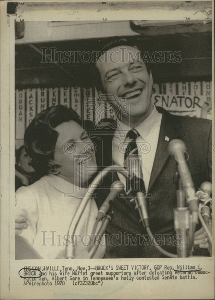 1970 Press Photo GOP Rep William E. Brock and Wife Muffet, Senate Victory - Historic Images