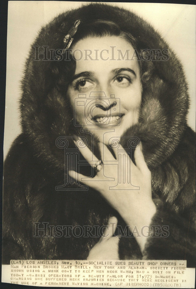 1938 Press Photo Nan Pierson Brooks Macy Brill Suing Beauty Parlor - Historic Images