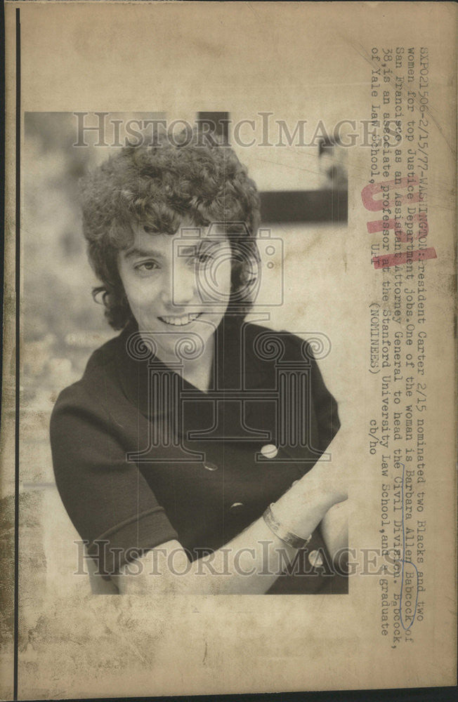 1977 Press Photo Barbara Allen Babcock  San Francisco Asst. Attorney General - Historic Images