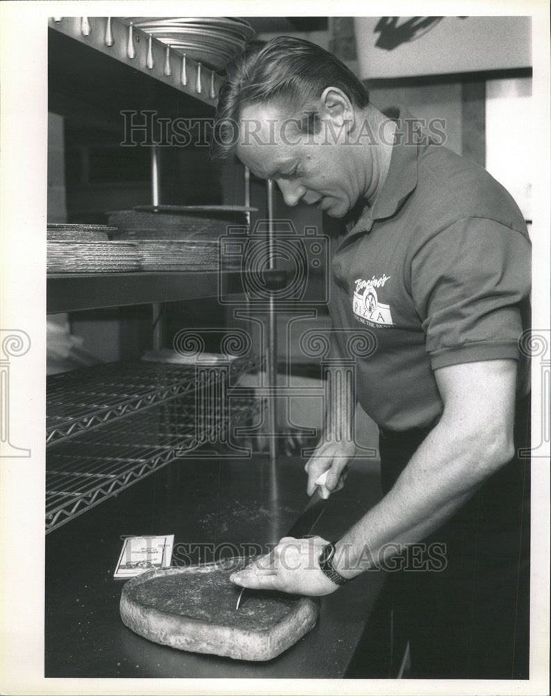 1990 Press Photo Dan Bacin Bacino&#39;s Pizza Owner - Historic Images