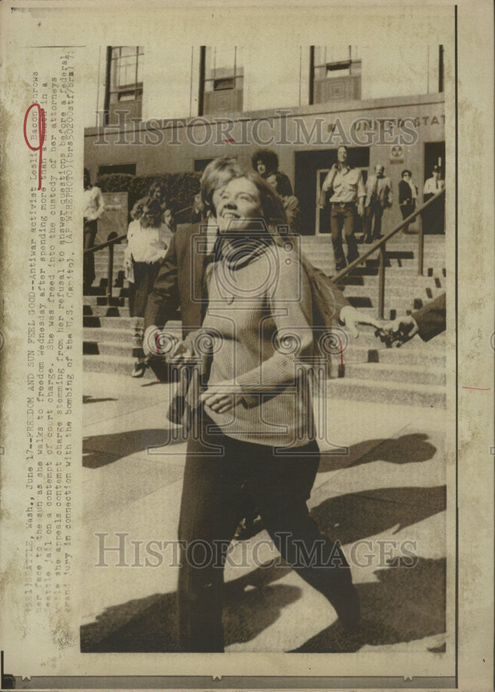 1971 Press Photo Antiwar Activist Leslie Bacon - Historic Images