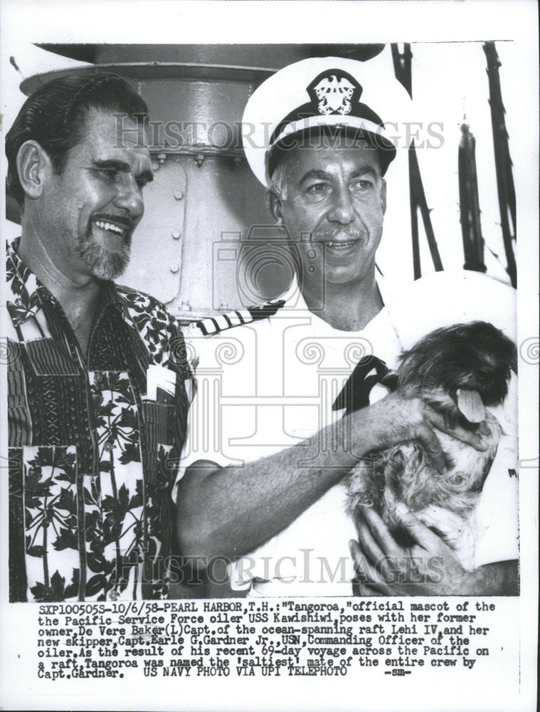 1958 Press Photo Tangoroa mascot of Pacific Service force Oiler USS Kawishiwi De - Historic Images