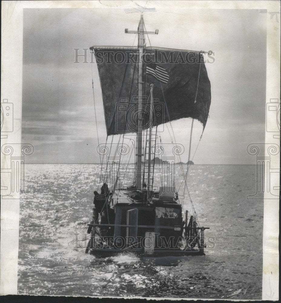 1955 Press Photo The raft Lehi II at sea - Historic Images