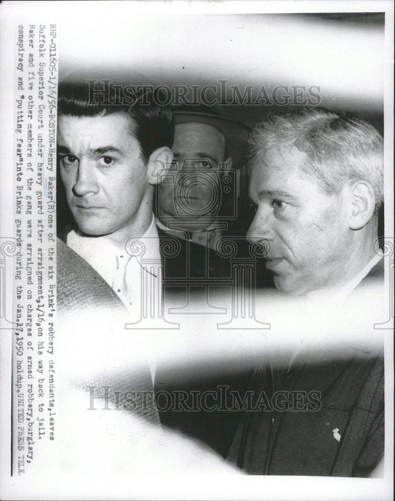1956 Press Photo Henry Baker Brink robbery Suffolk Superior Court guard jail - Historic Images