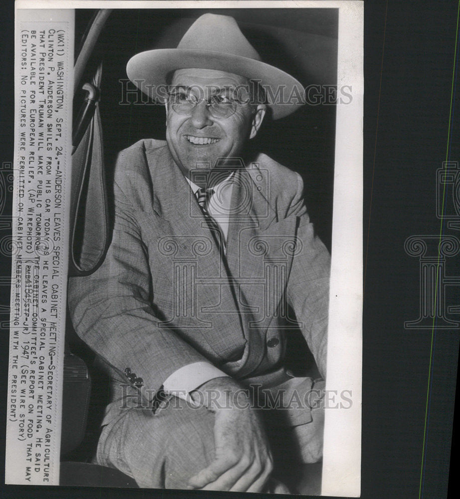 1947 Press Photo Secretary of Agriculture Clinton P. Anderson - Historic Images