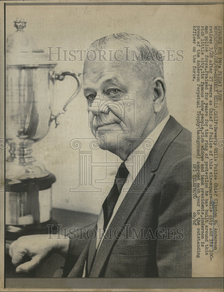 1969 Press Photo Beverley Hills Police Chief Clinton H. Anderson - Historic Images