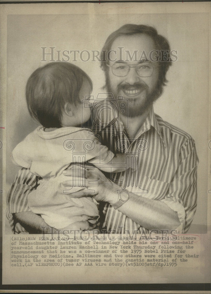 1975 Press Photo David Baltimore Massachusetts Lauren Rachell New York - Historic Images