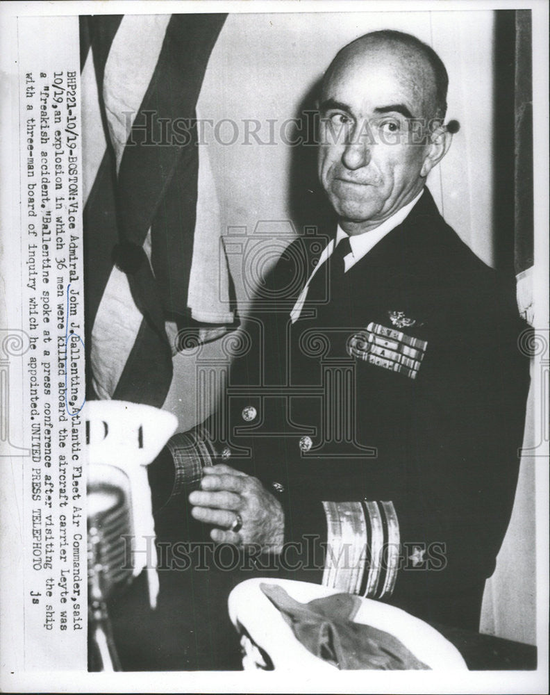 1958 Press Photo Vice Admiral John J. Ballentine, Atlantic Fleet Air Commander - Historic Images