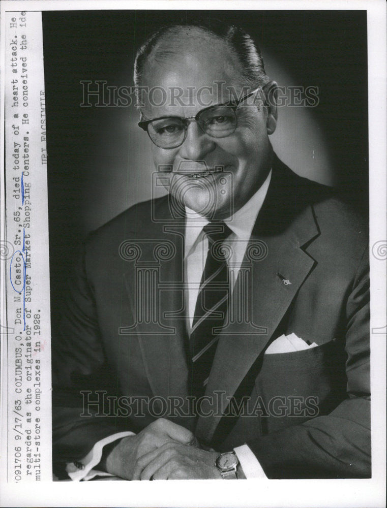 1963 Press Photo Don M Casto died heart attack - Historic Images