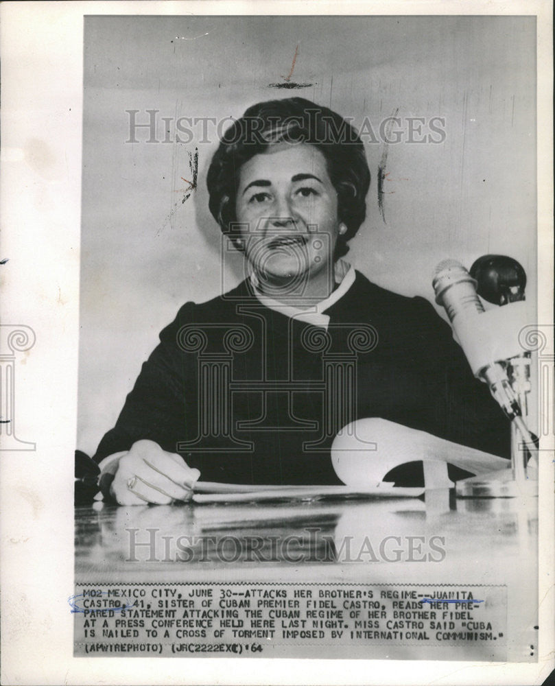 1964 Press Photo Cuban Premier Fidel Castro&#39;s Sister Juanita - Historic Images
