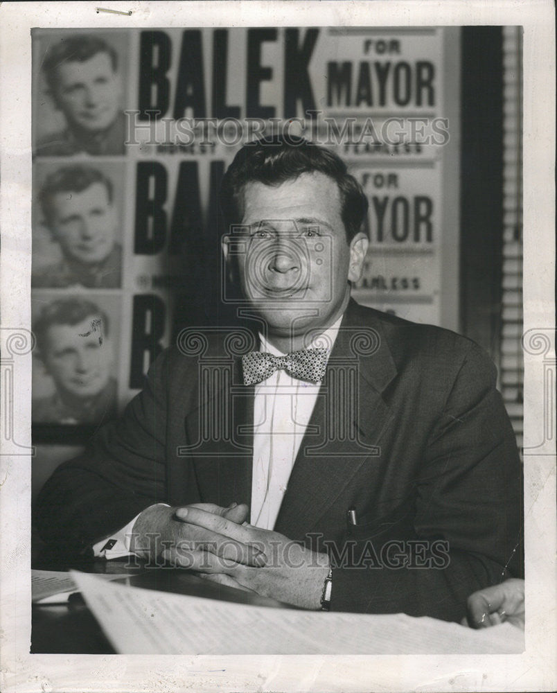 1955 Press Photo Clarence Balek candidate for Mayor - Historic Images