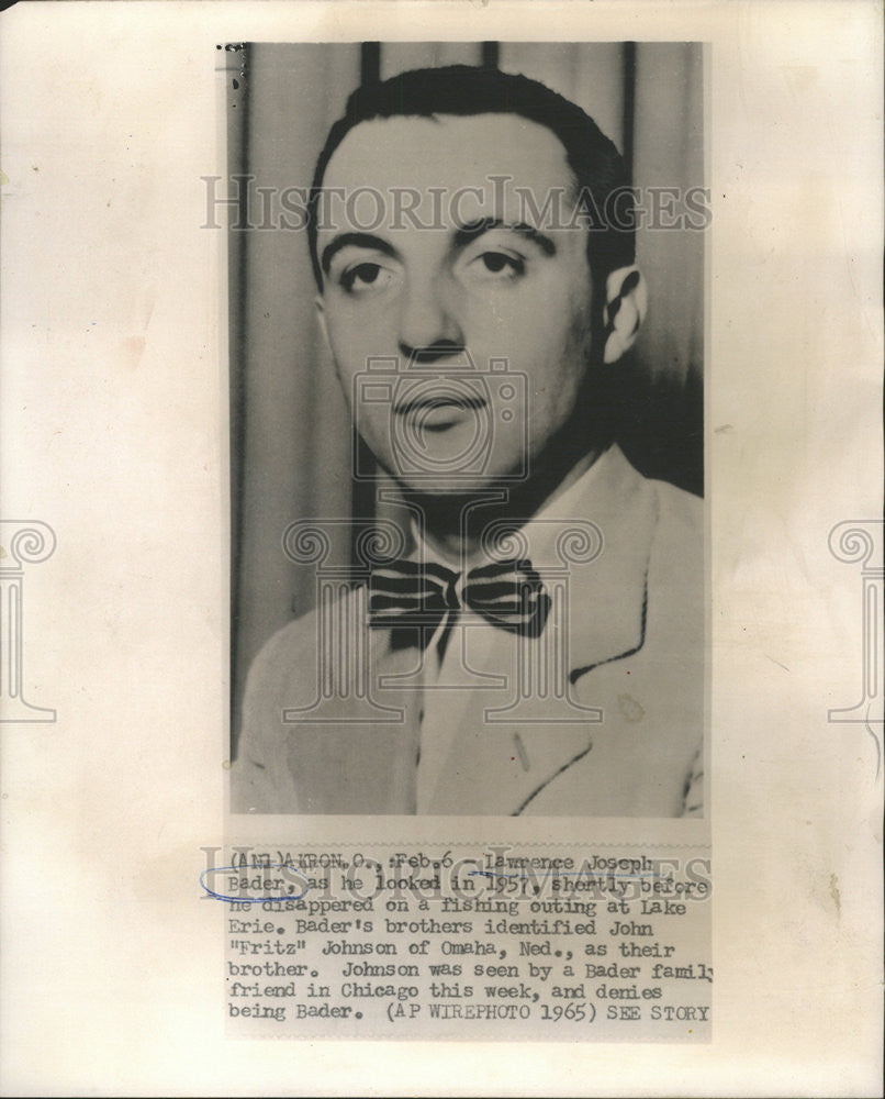 1957 Press Photo Lawrence Joseph Bader Erie John Fritz - Historic Images