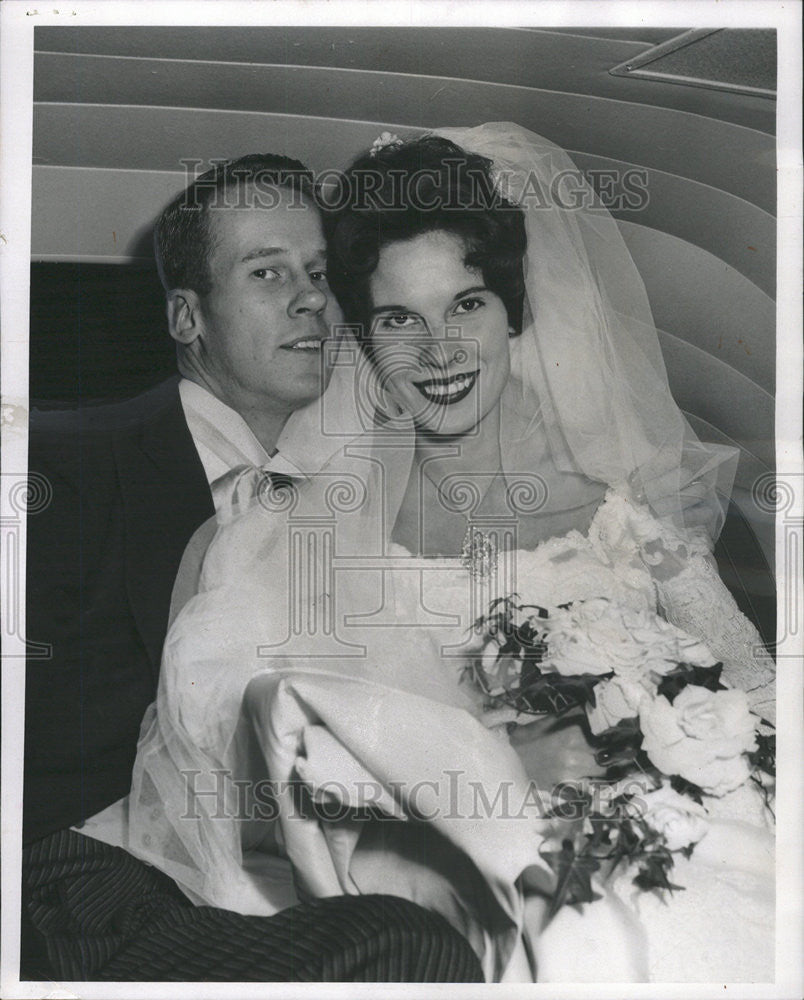 1960 Press Photo Betty Wirtz and Peter Bahes wedding - Historic Images