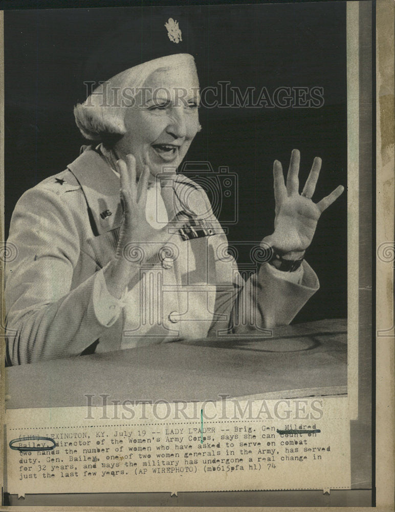 1974 Press Photo Lady Leader Gen Mildred Bailey Army Ceres - Historic Images