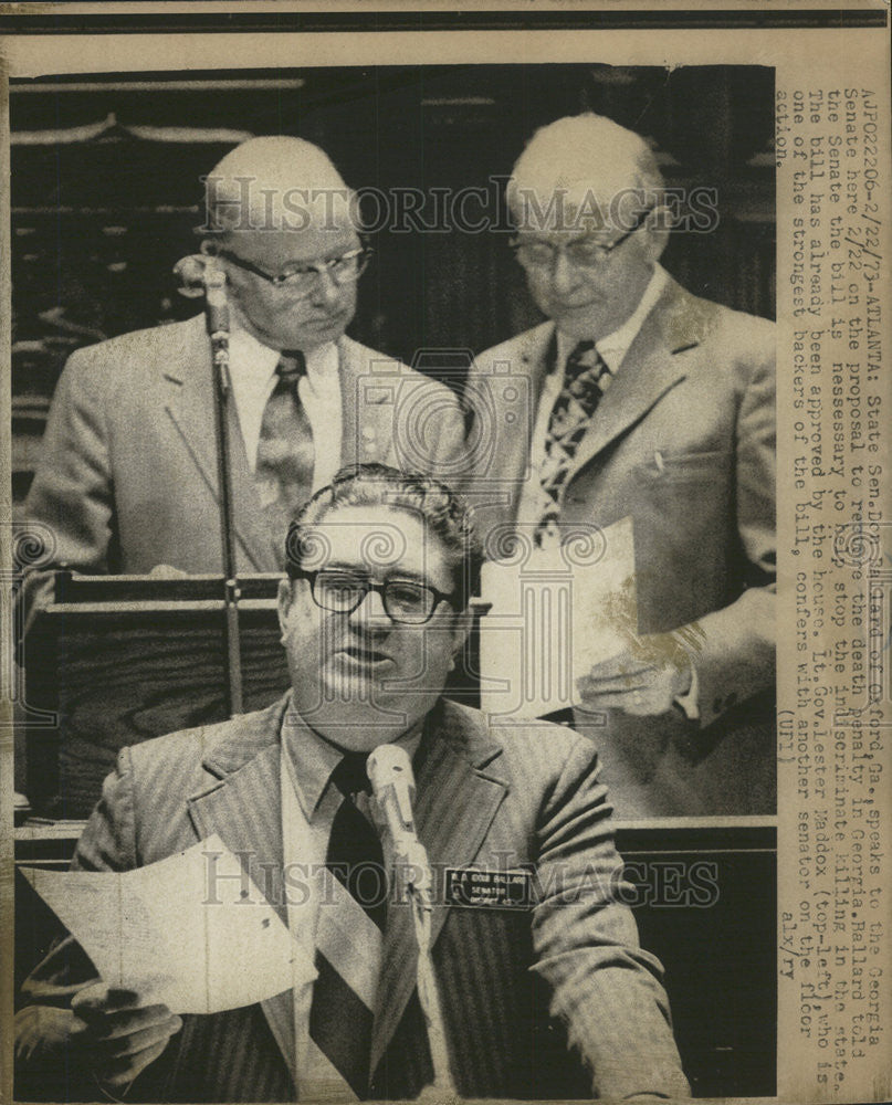 1973 Press Photo Sen. Don Ballard speaking in Georgia senate - Historic Images