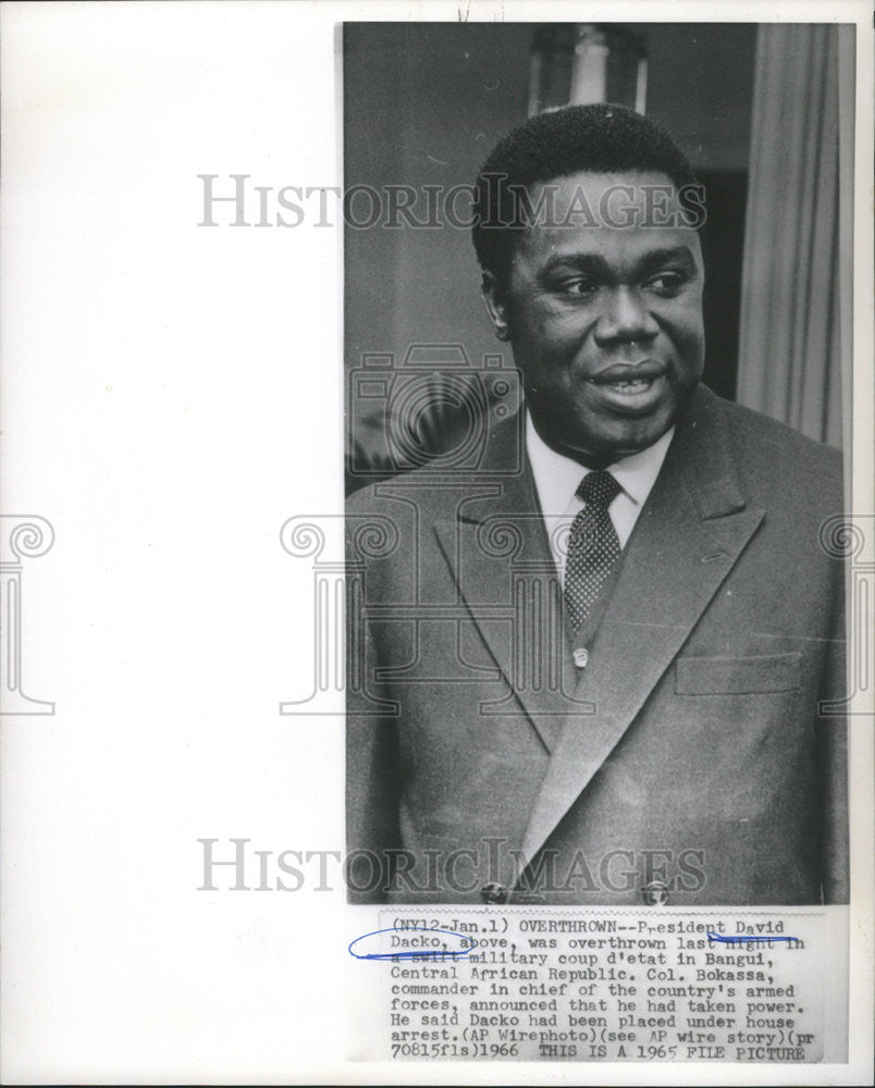 1966 Press Photo President David Dacko of Central African Republic - Historic Images