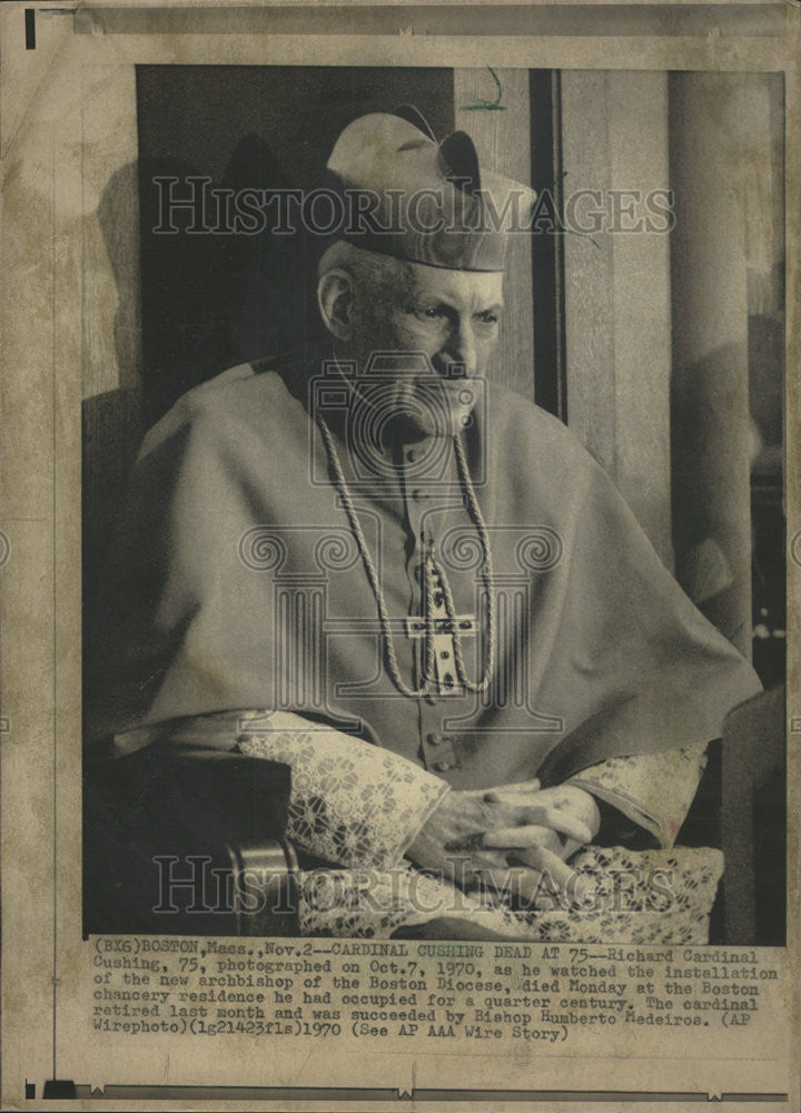 1970 Press Photo Cardinal Richard Cushing Boston Massachusetts Archbishop - Historic Images