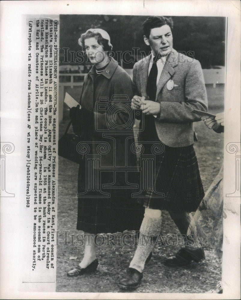 1962 Press Photo Princess Alexandra and fiancee Angus Ogilvy in London - Historic Images