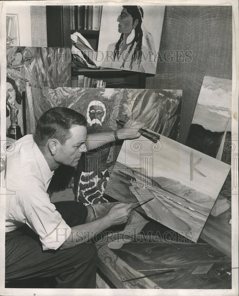 1950 Press Photo Candidate Sheriff Babb Hobby Oil Painting - Historic Images