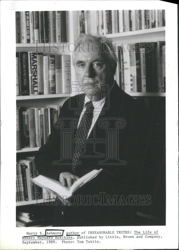 1990 Press Photo Harry Ashmore Author Unseasonable Truth Robert Maynard Hutchins - Historic Images