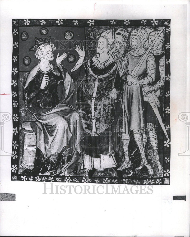 1973 Press Photo Illustration Medieval Manuscript Henry II Thomas Becket - Historic Images