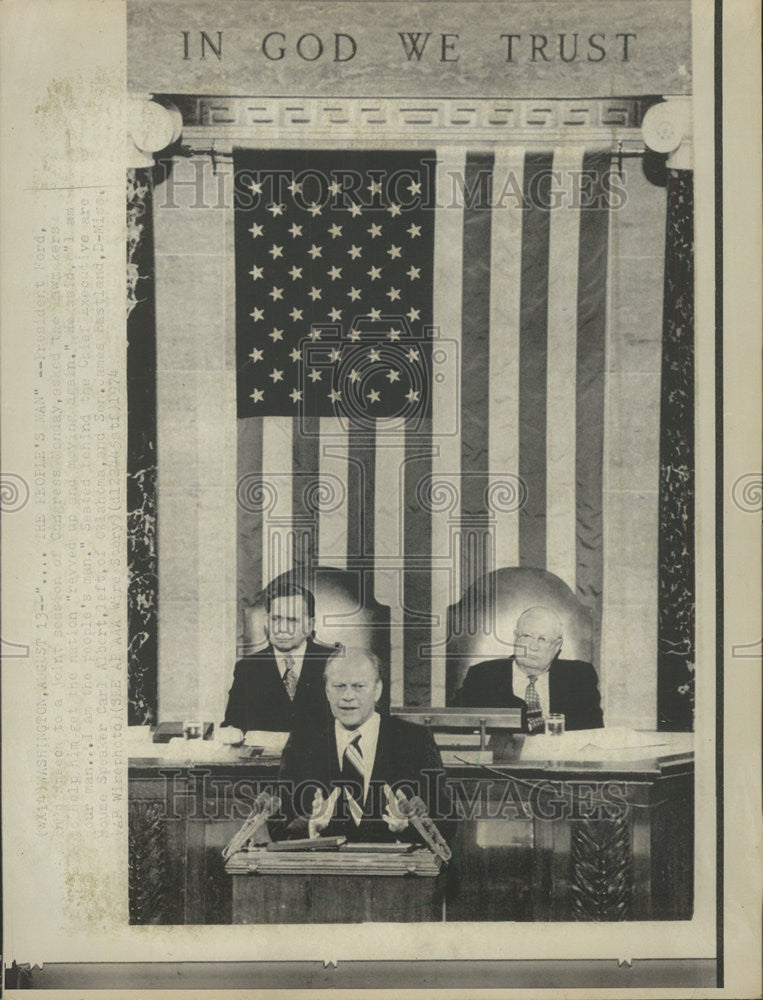 1974 Press Photo US House Representative Speaker Carl Albert - Historic Images