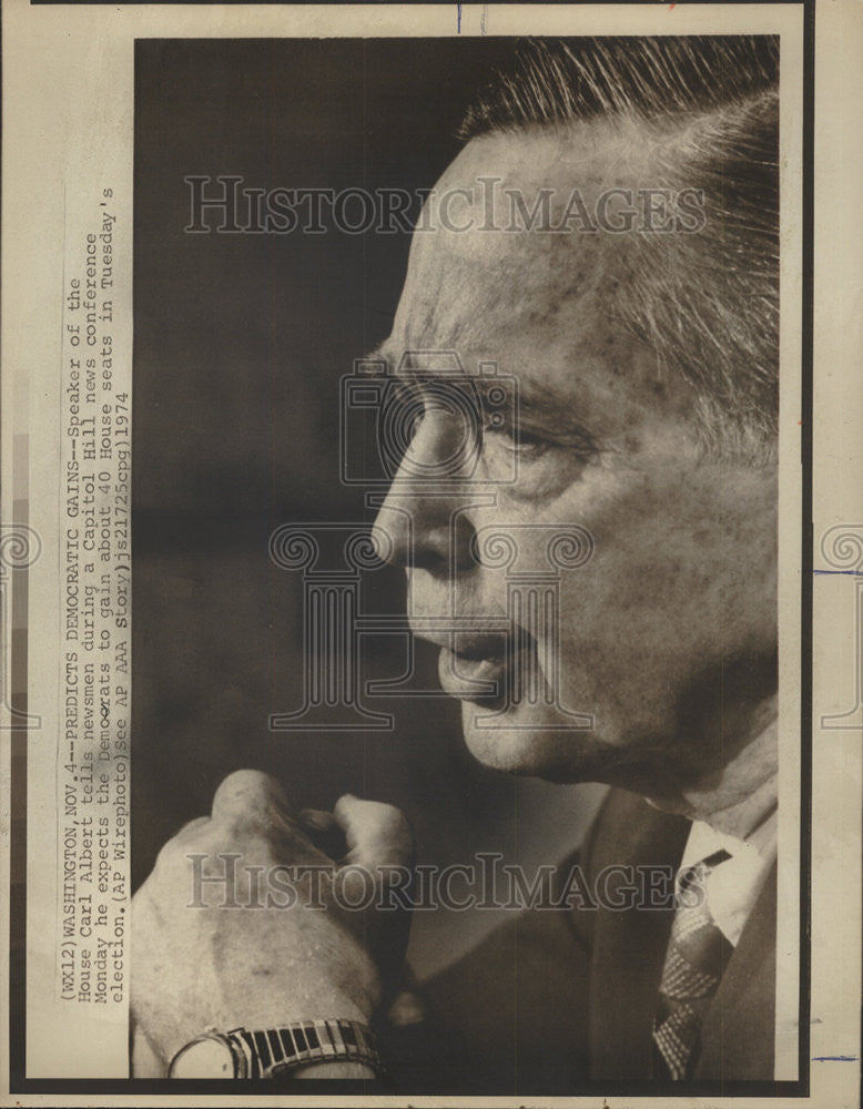 1974 Press Photo Speaker of House Carl Albert Capitol Hill News Conference - Historic Images