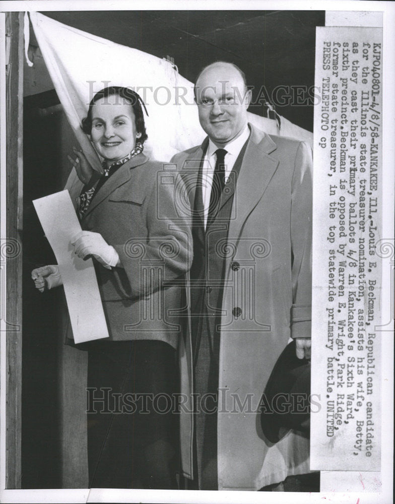 1958 Press Photo Louis Beckman Republican Candidate Illinois State Treasurer - Historic Images