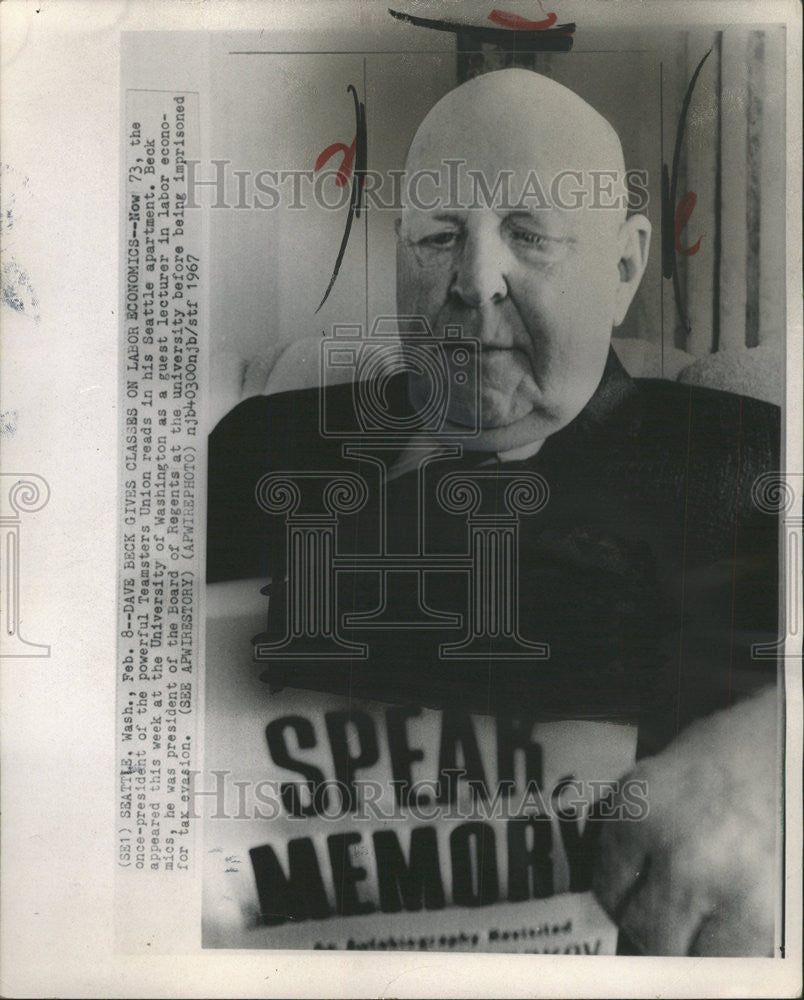 1967 Press Photo Dave Beck Former President Teamsters Union Seattle Washington - Historic Images