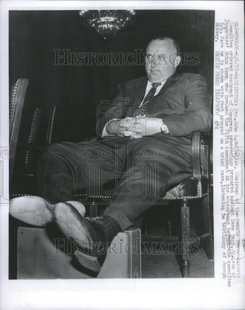 1957 Press Photo John McClellan  Dave Beak American Chairman Senator Packets - Historic Images