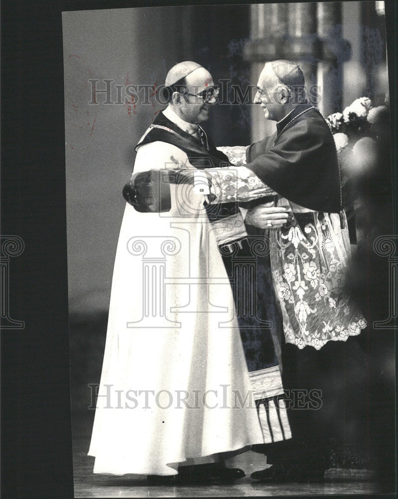 1982 Press Photo Chicago New Archbishop Joseph L Bernardin Pio Laghi Pope Rep - Historic Images