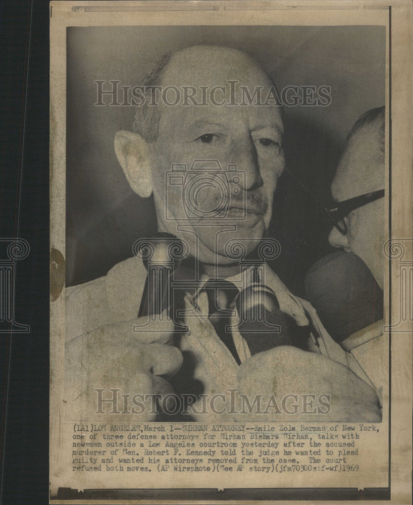 1969 Press Photo Emile Zola Berman (Attorney) - Historic Images