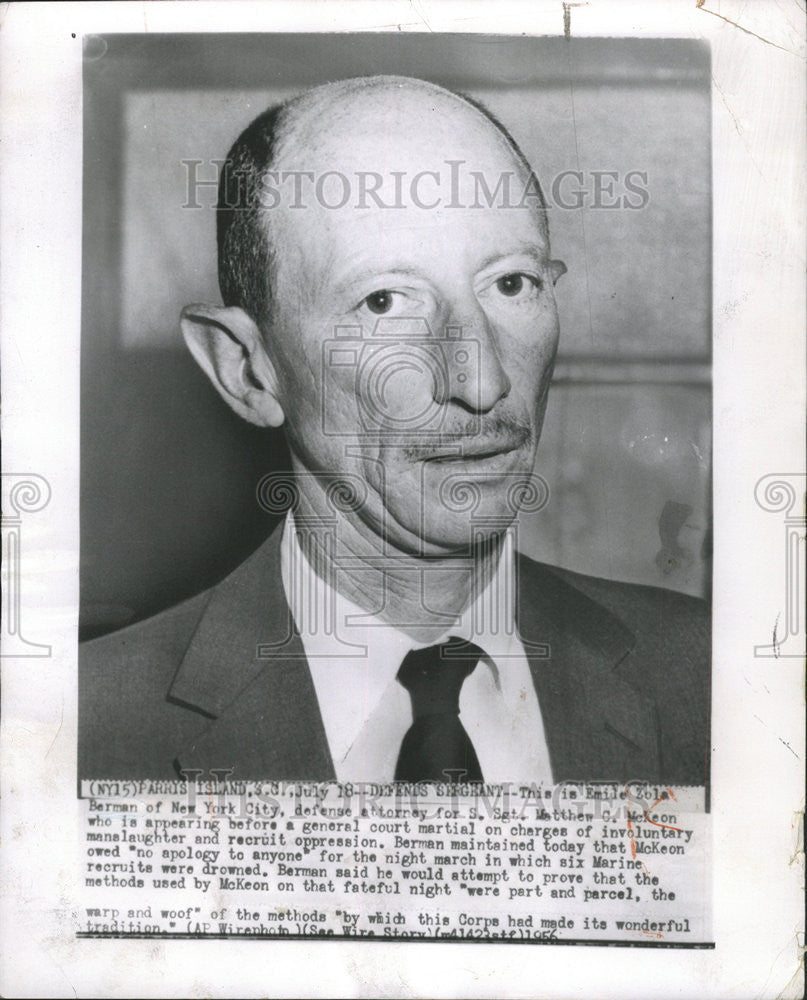 1956 Press Photo New York Accident Case Lawyer Emile Zola Berman - Historic Images