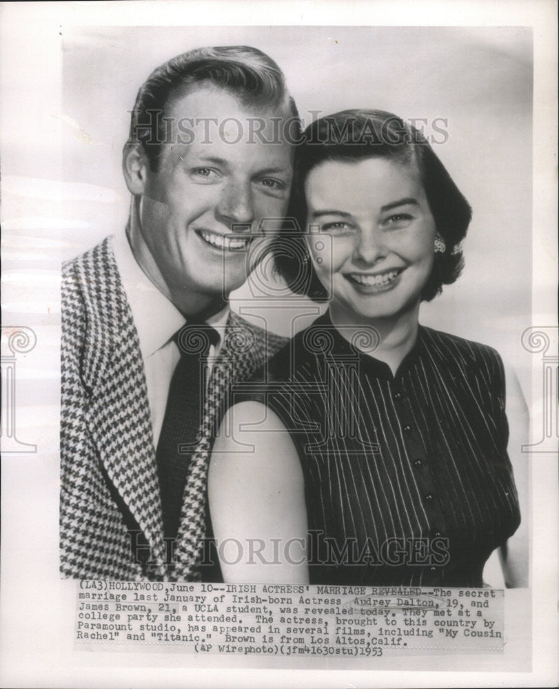 1953 Press Photo Audrey Dalton weds James Brown - Historic Images