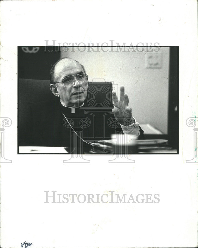 1989 Press Photo Archbishop Joseph Cardinal Bernardin Chicago Catholic Church - Historic Images