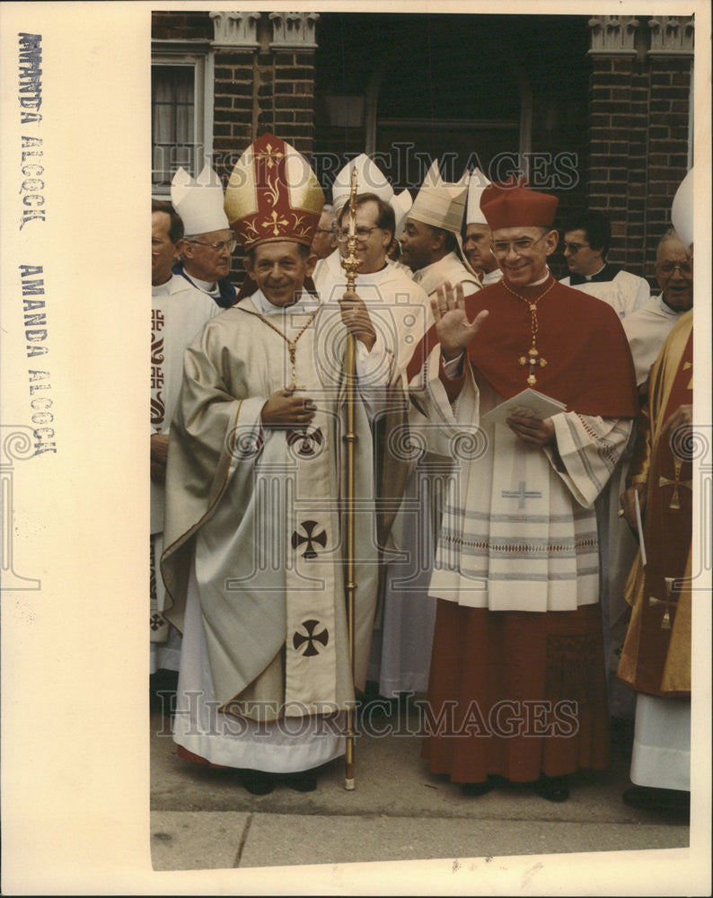 1991 Press Photo Cardinal Joseph Bernardin and Polish Cardinal Joseph Glemp - Historic Images