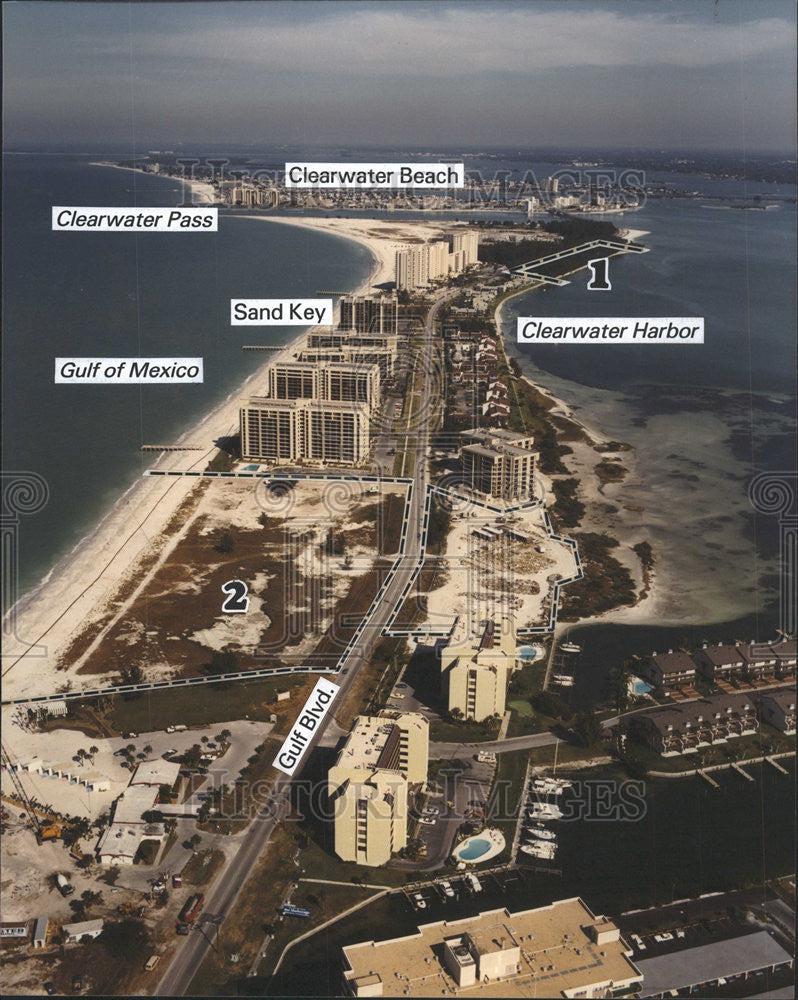 Press Photo An Aerial View Of Sand Key In Florida - Historic Images