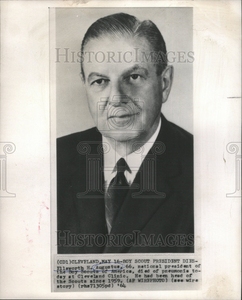 1964 Press Photo Ellsworth Augustus national President Boy Scouts America head - Historic Images