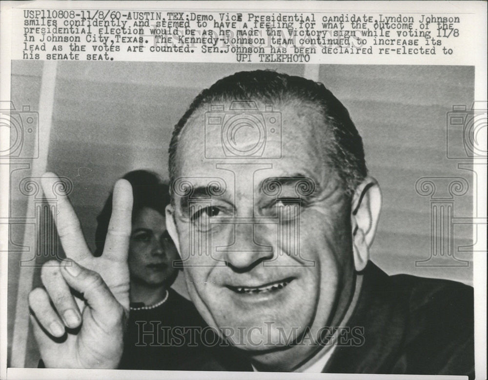 1960 Press Photo Demo Vice Presidential candidate Lyndon Johnson election Texas - Historic Images