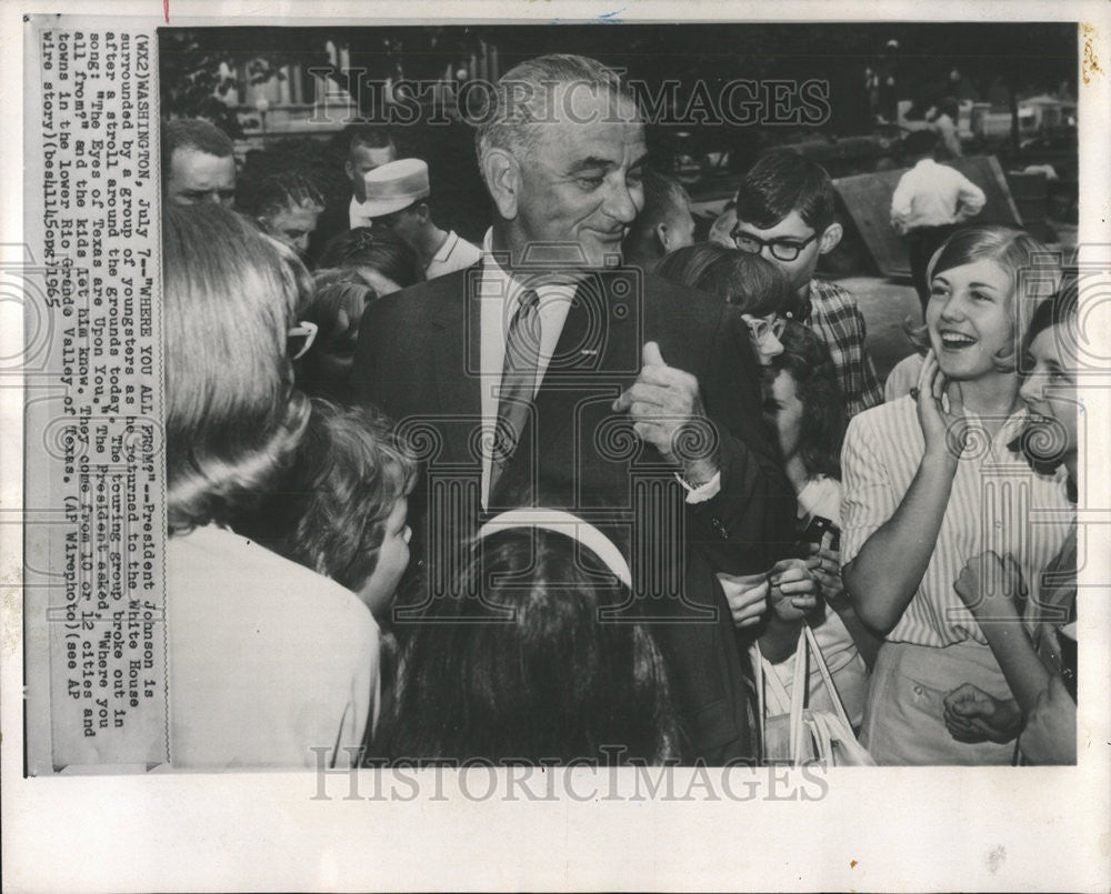 1965 Press Photo Lyndon B. Johnson White House President - Historic Images