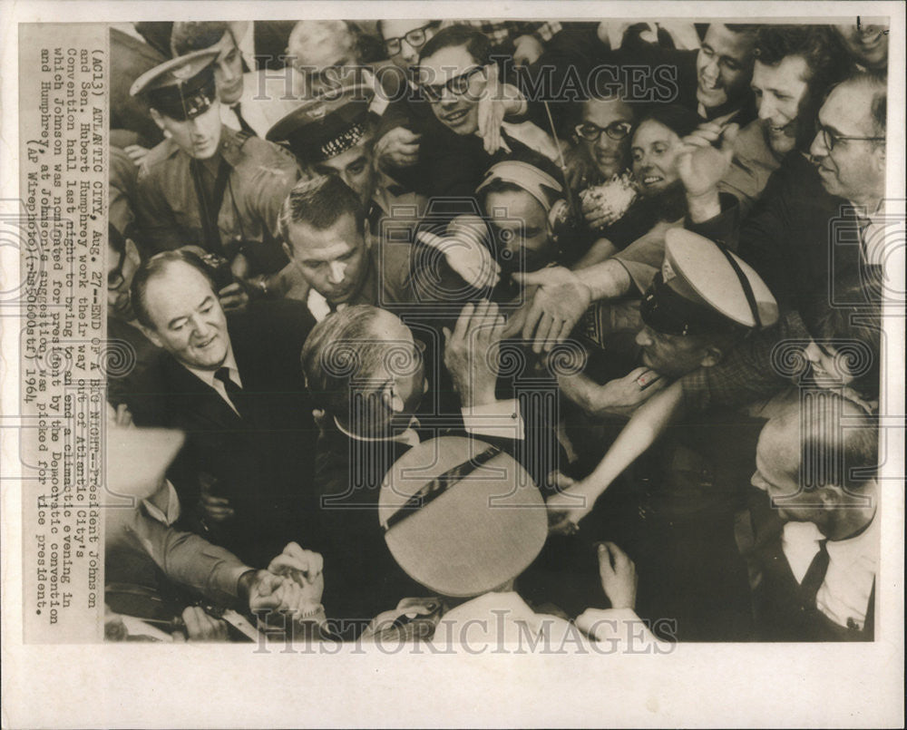 1964 Press Photo Lyndon B. Johnson President Atlantic City Convention Hall - Historic Images