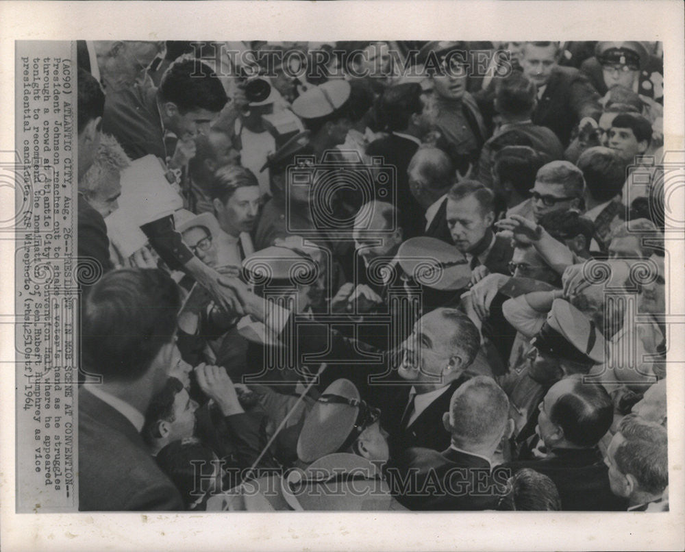 1964 Press Photo President Johnson Atlantic nomination candidate Convention - Historic Images