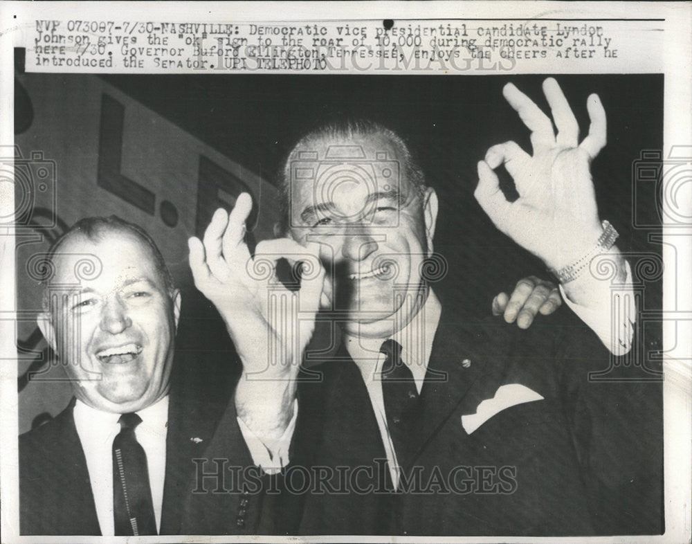 1960 Press Photo Senator Lyndon Baines Johnson American Democratic Politician - Historic Images